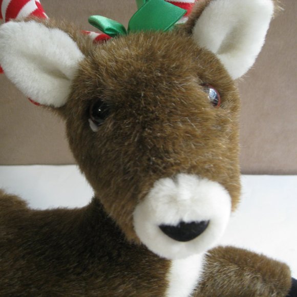 APPLAUSE Christmas Holiday Reindeer 12" Plush Vintage Candy Cane Striped Antlers - Picture 3 of 9